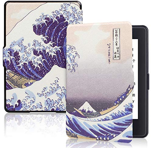 Custodia Smart Antigoccia Per Kindle - Kindle (8A Generazione)2016 Per Sy69Jl Cover Impermeabile Slimshell Con Funzione Sleep Wake, Accessorio Per E-Reader Stampato Alla Moda, Waves, (8A Generazi