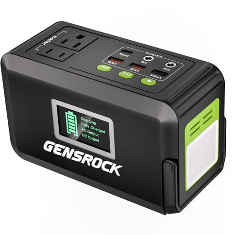 GENSROCK Estación de energía portátil de 120 W, generador solar para exteriores de 88 Wh (panel solar no incluido), batería de litio con salida de CA de 110 V/120 W (pico de 150 W), QC 3.0, tipo C,