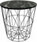 Round Side Table Wire Metal Storage Basket Modern Tea Nest Table with Removable Wood Top for Hallway, Living Room, Bedroom, or Office Decor Sidetable (Black Marble Pattern Lid, Medium)