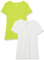 Amazon Essentials Maglietta con Scollo a v a Maniche Corte vestibilità Regolare Donna, Pacco da 2, Verde Lime/Bianco, M