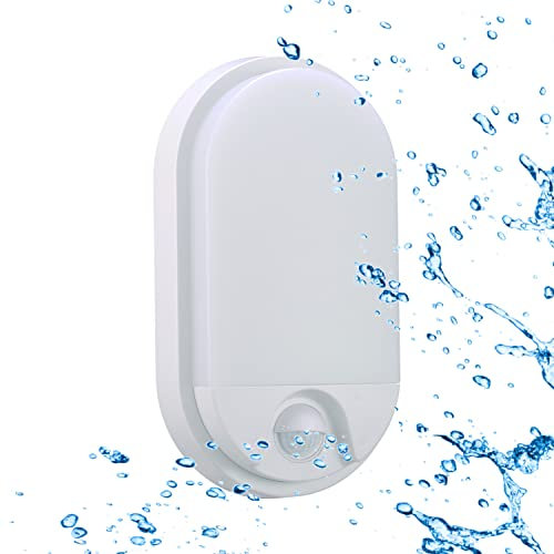 Sigmaled lighting, 10W LED- Deckenleuchte mit Bewegungsmelder IP54 WASSERDICHT, 900 Lumen, Deckenlampe Warmweißes 3000K, Wandleuchte für außen und innen, Ovale Wandlampe