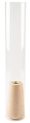 Générique - BOUGEOIR PHOTOPHORE Tube Verre Base Bois 38CM