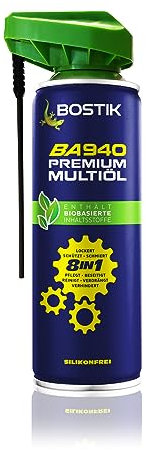 BOSTIK Multifunktionsspray BA940 Premium Multiöl 8in1 – Biobasierte Inhaltsstoffe, Transparentes Öl, Sprühen aus jeder Position, Cobrakopf für Punktgenaues und Flächige Sprühen, 300 ml