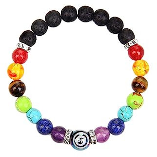 LODMLOER Sternzeichen-Armband, 7 Chakra, 12 Sternbild-Armbänder, 8 Mm Herren-Perlenarmband, Für Damen Und Herren, Lava-Yoga-Armreif, Strand-Sommer-Schmuck, Krebs, 19 cm