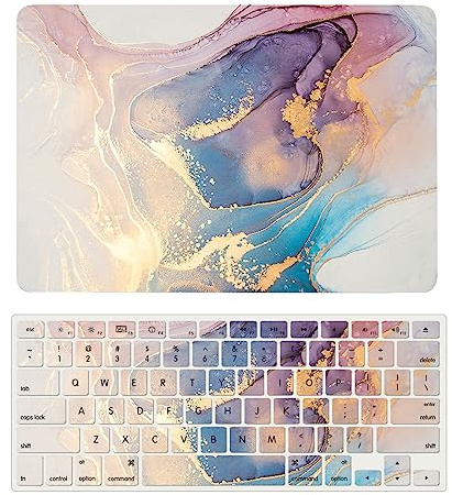 Hülle Kompatibel mit MacBook Pro 16 Zoll 2020 Freisetzung A2141 mit Touch Bar and Touch ID, Plastik Schützend Hartschale Snap Case & Tastaturabdeckung für MacBook Pro 16 Zoll, Bunter Marmor