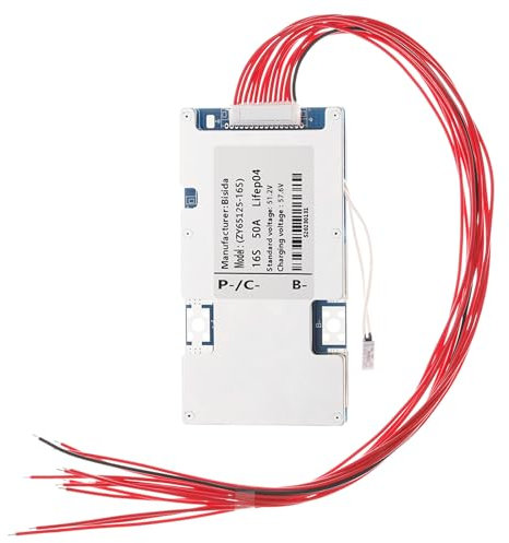 Bisida BMS 16S 51,2 V lifepo4 Batterie 3,2 V Batteriemanagementsystem PCB Schutzplatine mit Balance und NTC für Solarenergie Speichersystem Akkupack (16S 51,2V 50A)