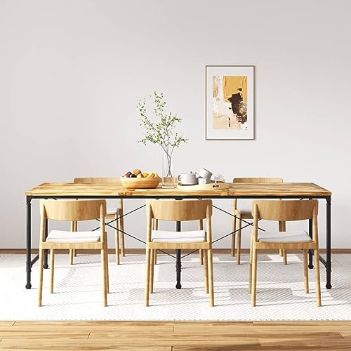 SKM Mesa de comedor de madera de mango maciza, 240 cm, peso: 53,08 kg, 243992