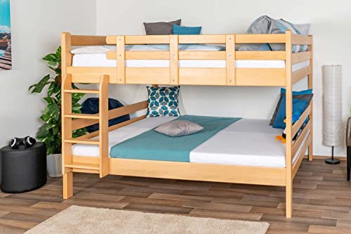 Etagenbett/Stockbett 160 x 200 cm Easy Premium Line K24/n, Kopf- und Fußteil gerade, Buche Massivholz Natur lackiert, teilbar