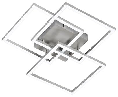 Fischer & Honsel Deckenleuchte, Seth | aluminiumfarben gebürstet| L: 52 cm, B: 52 cm, H: 9,5 cm| stufenlos dimmbar| Farbtemperatureinstellung| 1x LED 29 Watt 2700/6500 K | 4700 lm| EEG: E