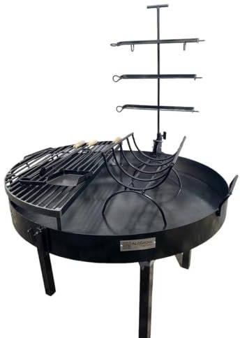 Barbacoa Parrilla Fogonero Argentino Redondo 1m Diametro Aire Libre Artesanal. Color Negro. Medidas 100x60 cm Incluye Accesorios