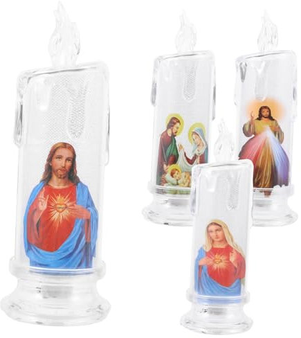 PRETYZOOM 4 Stücke Jesus Kerze Licht Religiöse Dekorative Kerze Lampen Für Home Kirche Geburtstag Weihnachten Decor