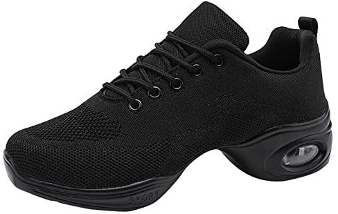 Damen Lace Up Tanzsneaker Damen Geteilte Sohle Luftkissen Modern Tanzschuhe Plattform Line Dance Cheerleader Schuhe