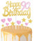 Gold Pink 90th Birthday Cake Topper, Girls 90th Birthday Decorations, Glitter Heart Stars Cake Toppers, Personalised Happy Birthday Cake Cupcake Toppers for Women Girls Baby Birthday Party Supplies