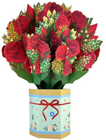 scicent Geburtstagskarte Frau Pop-Up Karte Rot Rose Blumen 3D Muttertagskarte Danke Mama Karte Muttertag Geburtstag Karten Geburtstagskarte für Frau - 20542