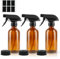 HOTUT Pulverizador Cristal, 3 Botellas de Spray vacías de ámbar Boston, Botella de spray, Vaporizador Spray, Botella Pulverizador con Gatillo, Bote Spray Pulverizador Cristal - 500 ml