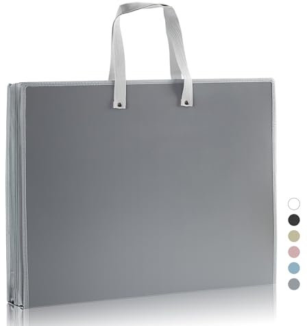 Swodition Kunst-Portfolio-Taschen, Aufbewahrungsbücher für Kunst-Portfolio-Mappe, Poster-Aufbewahrungstasche mit Reißverschluss und Griff, Netz-Ordner für Poster, Malerei, grau (58,9 x 46 cm)