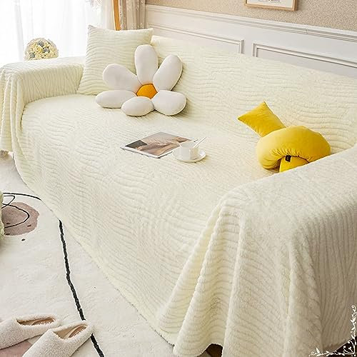 Bishilin Couchbezug Eckcouch 180x300CM, Überzug Sofa 3 Sitzer Weiß Sofabezug Universal Katzenschutz