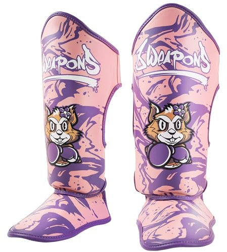 8 WEAPONS Schienbeinschoner, Kinder, Jenny, Pink, Größe L/XL, Training & Wettkampf, Hochwertiges Kunstleder und perfekte Dämpfung, Muay Thai, K1, MMA, Karate & Kickboxen