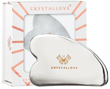 CRYSTALLOVE Cryo Ice Gua Sha – Gesichtsmassage Tool aus Edelstahl – Kühlender Gua Sha Stein für Lymphdrainage, Anti Aging & Glow – Face Massage Tool für Gesicht & Hals