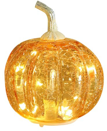 Kürbis aus Glas, Herbst-Kürbis aus Glas, geblasener Kürbis, Tischdekoration, Ernte-Kürbisfigur aus Glas, gepunkteter Kürbis, Kunsthandwerk aus Glas für HerbstThanksgiving HalloweenDeko (Orange)
