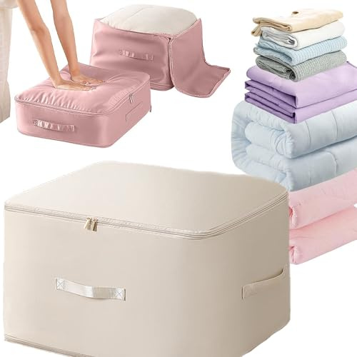 Makukke Groß Ultra Platz Sparender Selbstkomprimierender Organizer, 2024 Neuest Komprimierender Beutel Nylon Packtaschen Aufbewahrungsbeutel für Kleidung Bettdecken, 52x42x60 cm