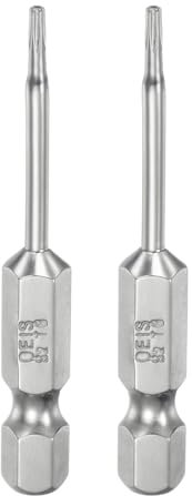 QUARKZMAN 2Pcs T6 Bit de Seguridad Torx 1/4 Vástago Hexagonal 2 Largo Acero S2 Magnético Resistentes a Manipulaciones Puntas de Estrella Destornillador Torx con Agujero de Conductor