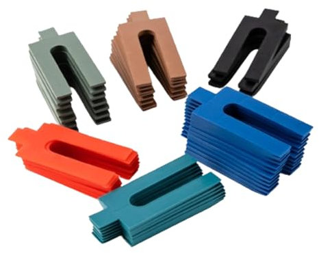 LAWALEISHE 100pc Plastic Packers,Packing Spacers Set,6 Sizes 1mm-6mm Multicolour Plastic Shims,Colour Coded Ideal for Battens, Window Frame Fixing and Spacing