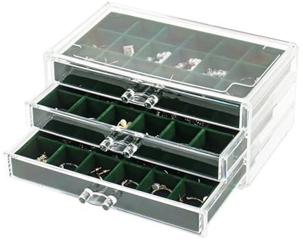 Nwvuop Schmuckschatulle Acryl Schmuckkästchen Ring aufbewahrung Schmuckaufbewahrung Organizer für ohrringe Ring Jewellery Organizer Grün