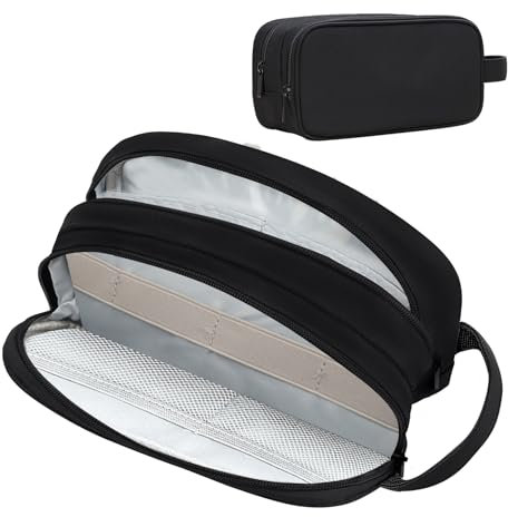 FYY Travel Accessories Bag for Electronics - 2-Layer Travel Cable Organiser Bag, Portable Storage Bag Large Capacity for PC Charger, Cables, Adapters, Cards Black