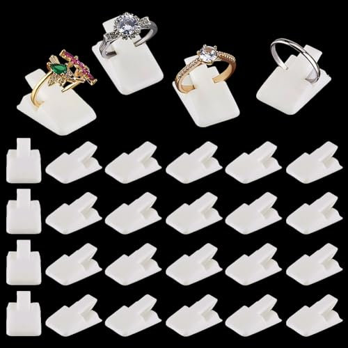 PH PandaHall 36pcs Support de Bague en Plastique - Présentoir Simple pour Bijoux - Pour Salon de Bague à Domicile - Blanc