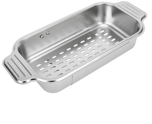 Colador extensible para fregadero, colador de fregadero, colador de plástico extensible, cesta de drenaje para cocina, frutas y verduras, lavar platos secos