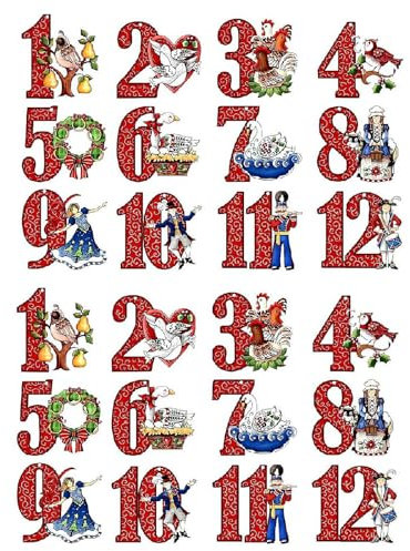 24-Piece 12 Days of Christmas Ornaments - Rustic Wooden Hanging Pendants for Xmas Holiday Party Supplies