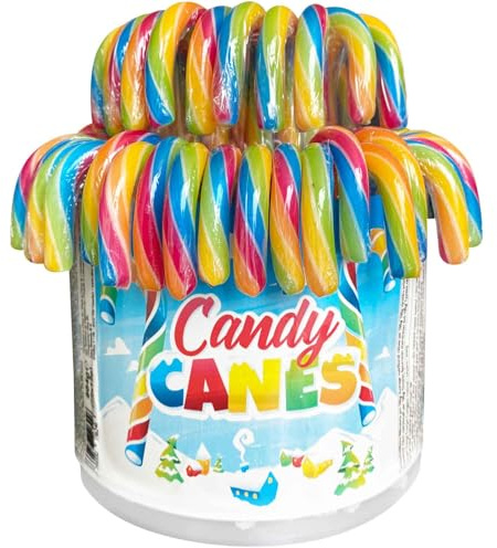 Candy Canes Rainbow – 50 Stück einzeln verpackte bunte Zuckerstangen, (50 x 28g) – Fröhliche Regenbogen-Farben, ideal für Weihnachten