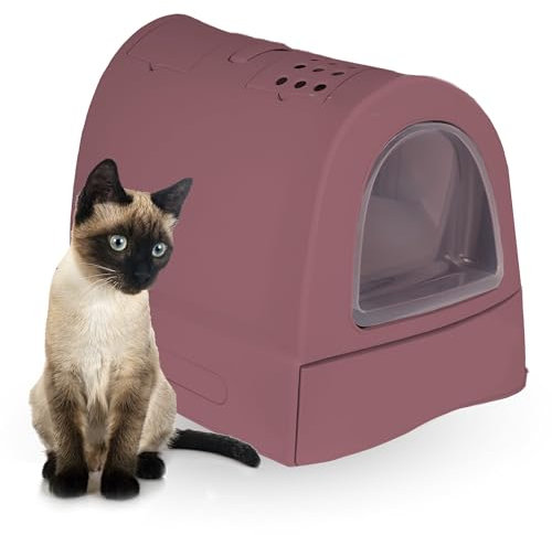 Ligo - Lettiera Gatto chiusa Lettiera per Gatti con Filtro e Paletta contenitore sabbia igienico per gatto. MODERN (VINACCIA)