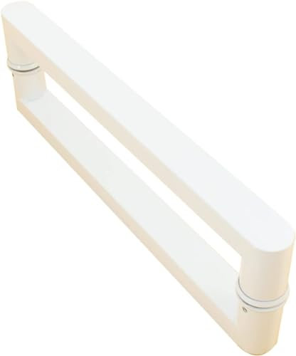 Porte de douche coulissante en acier inoxydable épaissi, grandes poignées, porte coulissante en verre trempé noir et blanc, poignée de porte mate, atmosphère simple(White,Length: 60cm(23.6inch))
