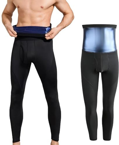 GENEMEN Mens Sauna Short Pants Workout Compression Sweat Shorts Tummy Control Shapewear High Waist (Pants Blue, 4XL)
