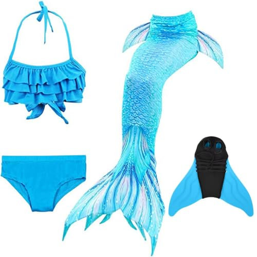 DNFUN Bikinis Set mit Cosplay Fisch Schwanz für Mädchen mit Monoflosse