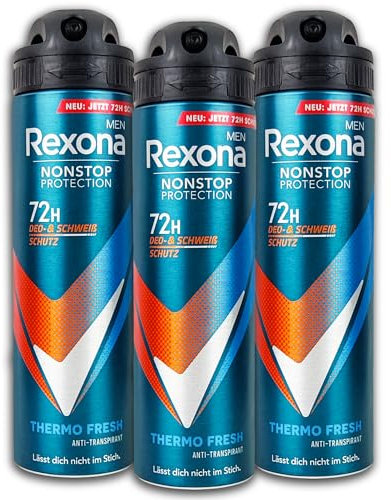 3 er Pack Rexona Nonstop Protection 72h Thermo Fresh Deodorant Deospray 3 x 150 ml