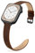 Tuocal Schmal Lederarmband Kompatibel mit Apple Watch Armband 38mm 40mm 41mm 42mm(Series 10), Schlank Echtes Leder Armband für iWatch Series 10 9 8 7 6 5 4 3 2 1 SE Damen, Dunkelbraun & Schwarz