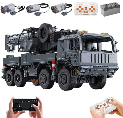 MOCSETS Technik Kran für CADA Militärkranwagen C61507W, Mit 3Motoren Set, Militärfahrzeuge Modellbausatz, Klemmbausteine Militär Kranwagen Bausatz aus 2686+ Teile (Ohne Originalkarton)