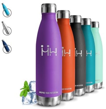 Grsta Thermosflasche, Trinkflasche 0 5 liter, BPA-Freie, Edelstahl, Doppelwandige Vakuumisolierte, Metall, Auslaufsicher für Camping, Schule, Büros