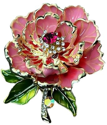 YiQinzcxg Élégante broche de pivoine pour femme avec émail et perles Accessoires de bijoux pour banquet ou fête