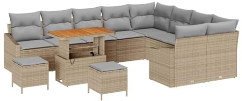 vidaXL Gartensofa-Set 12 STK. Beige Poly-Rattan