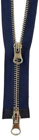 2 Wege Reißverschluss Metall Silber teilbar 2MS__330 (dunkelblau, 20cm)