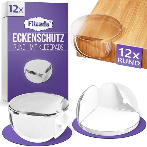 Filzada® 12x Kantenschutz Baby Rund Transparent - Eckenschutz Kinder | Tischeckenschutz Klebepads für Sicherheit - Kinder Eckenschutz für Tisch, Schrank - extra starke Haftung - selbstklebend
