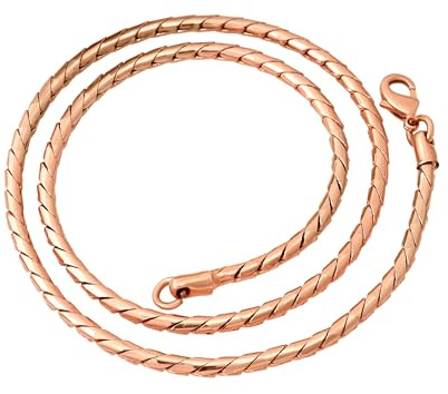 GOLD TROVE Pure Copper Herringbone Chain Necklace 20 | Rose Gold Tone Everyday Jewelry | Flat Copper Chain for Men & Women | Healing & Wellness Gift for Any Occasion