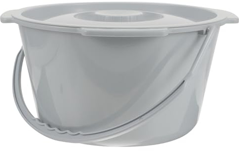 KITCHENKARATLY Tragbarer Urintopf mit Deckel und Griff Kunststoff Bettstuhl Urinal für Senioren und Erwachsene Stabiler Nachttopf mit Flacher Basis Kompakt und Leicht für Unterwegs und