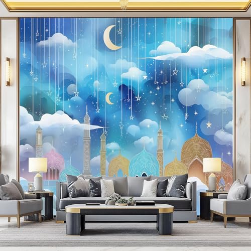 Fototapete Islamische Kunst Architektur Mond - 200 x 140 cm Fototapeten Tapeten für Wohnzimmer Schlafzimmer - Bunt Vliestapete Wandtapete Tapete 3D Effekt für verschiedene Räume