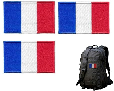 CQXSYTBN Kinoco Parches Militares con Bandera de Francia, Azul-Blanco-Rojo, Bordes Negros, Lote de 3 Parches tácticos para Ropa, Mochilas, Uniformes, Gorras y Chalecos
