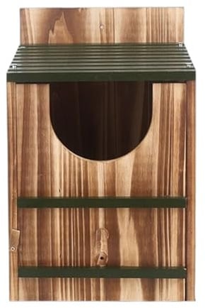 Eulen-Nistkasten – wasserdichter Holzschutz, großes karbonisiertes Vogelhaus | Geeignet für Eichhörnchen, Tauben, Garten, Fenster, Winterdekoration